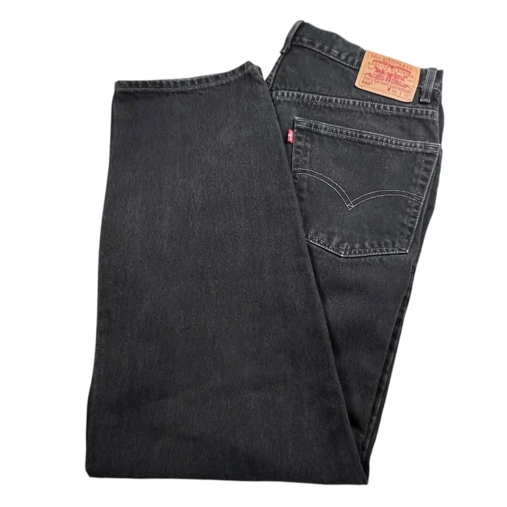 Vintage Levis 40X31 Faded Black 550 Relaxed Fit Straight Leg Jeans 1998